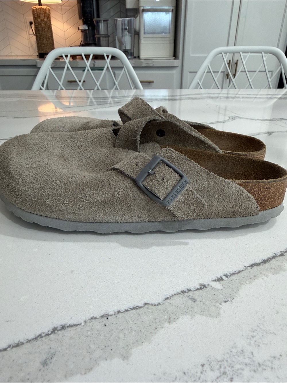 Birkenstock Suede Clog Mule in Taupe/Grey 38-7-7.5 W Men 5-5.5 - Picture 5 of 16
